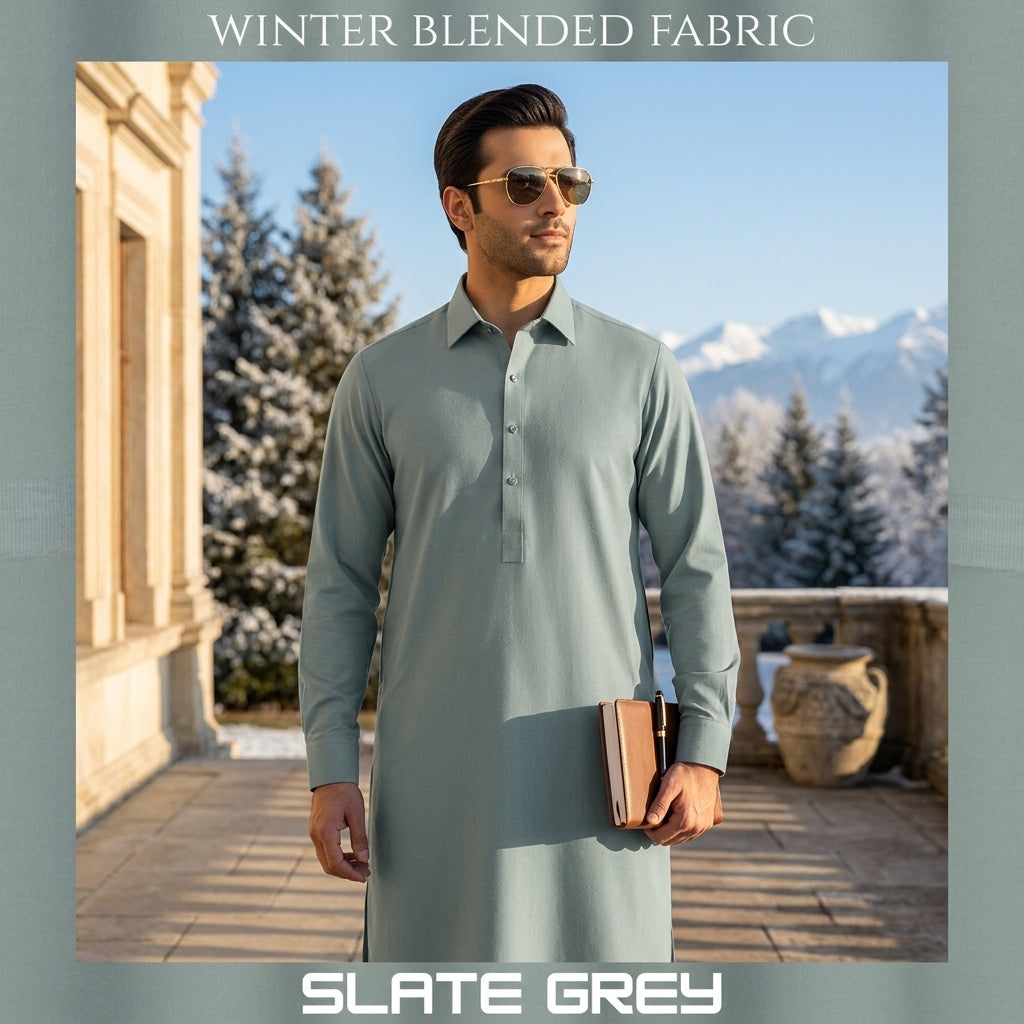 Specter Winter Blended Fabric - Slate Grey
